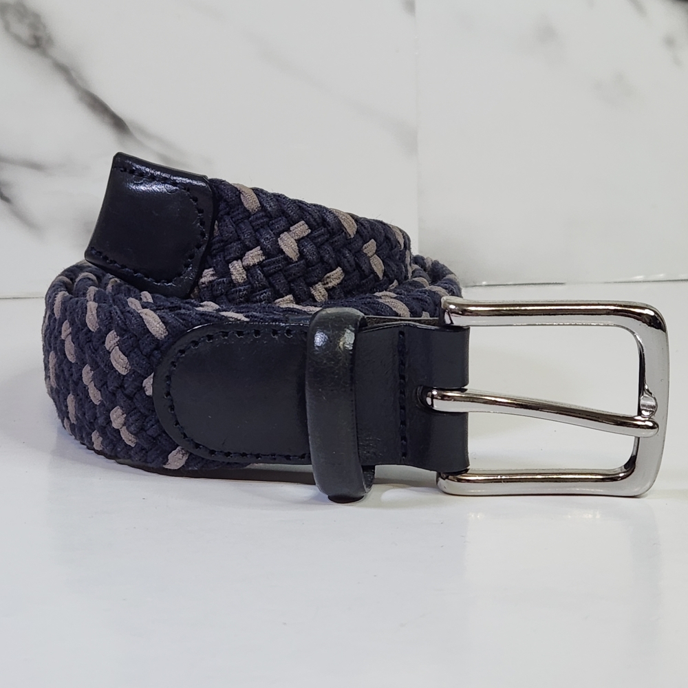 Brooks Brothers Belt Navy and Beige Woven Belt.